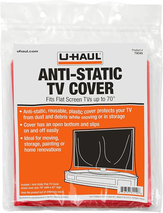 U-Haul Anti-Static TV Cover (Fits Flat Screens up to 70") - 70" x 42" (1-Pack)