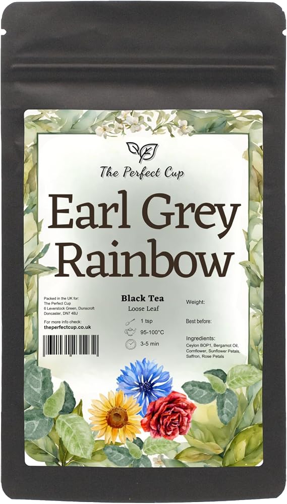 Earl Grey Rainbow Loose Leaf Black Tea with Flowers & Bergamot Oil, 150g