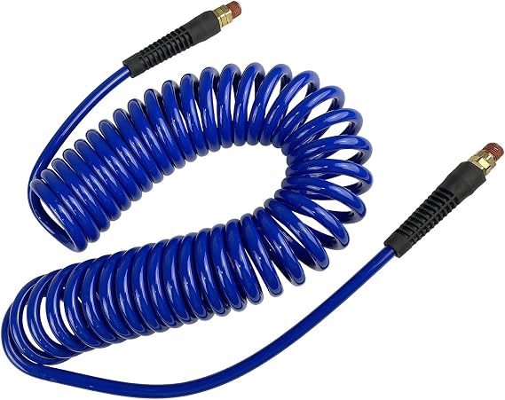 Primefit PUR14025P Polyurethane Recoil Air Hose 1/4" x 25Ft with Field Repairable Swivel Ends