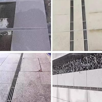 ZIMGOD Trench Drain Outside Resin Channel Drain & Linear Grating, Narrow Drainage CoverSewer Sewage Guttering, Stainless Steel Floor Trough Guttering for Landscape11x10 cm4.3x4in