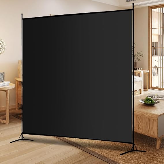Single Large Panel Room Divider, 6 Ft Tall Privacy Screen Room Divider,Freestanding Room Partition Wall Divider,Lightweight Room Divider Screen for Home Office,69''W x 70''H, Black