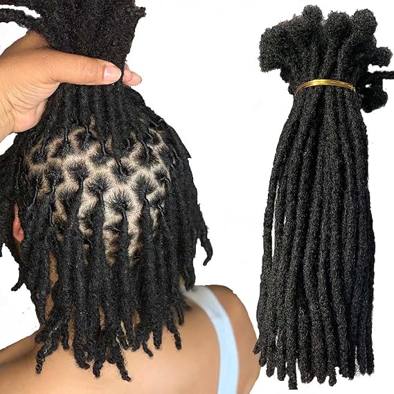 BESHINNAAUL Human Hair Handmade Permanent Dreadlocks Natural Black #1B Locs extension Small Size(diameter 0.4cm) 10inch 40 Strands/Pack