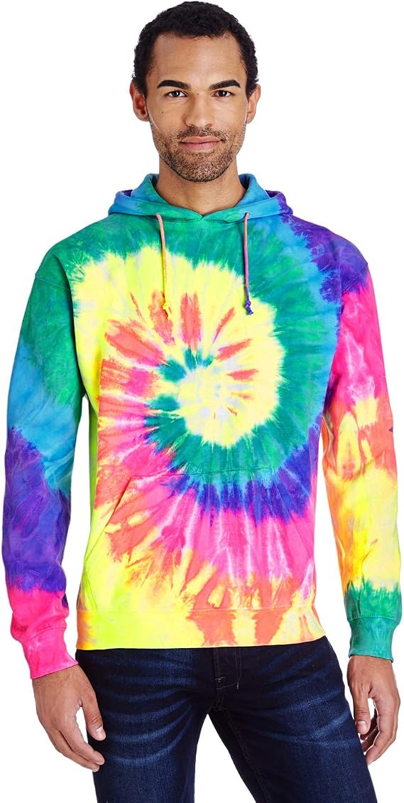 Tie-Dye Adult 8.5 oz. Tie-Dyed Pullover Hood L NEON RAINBOW