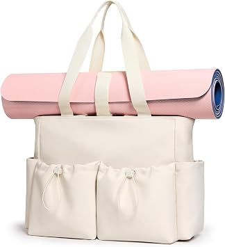 KALIDI Yoga Mat Bag Gym Bag for Women Tote with Pockets, Workout Bag Handbag with Zipper for Travel Sport Pilates Work Commute