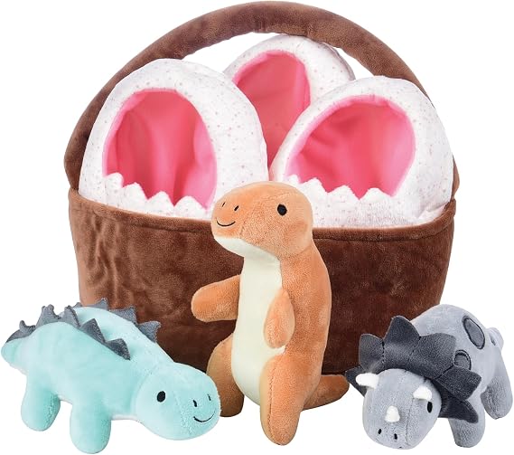Cre8tive Minds Bebek Dinozorları Sepeti, Peluş Bebekler, Yumuşak Dinozor Bebek Seti, Her Yaş için 7 Parça Set, Çok Renkli (MTC-1017)