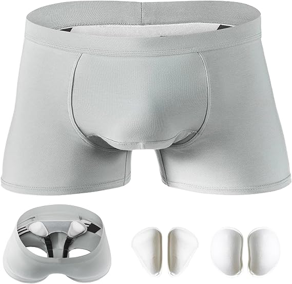 Hernia Underwear for Men, Hernia Belts for Men & Women for Single/Double, Inguinal Hernia Belt for Men, with 4 Removable Compression Pads(S)