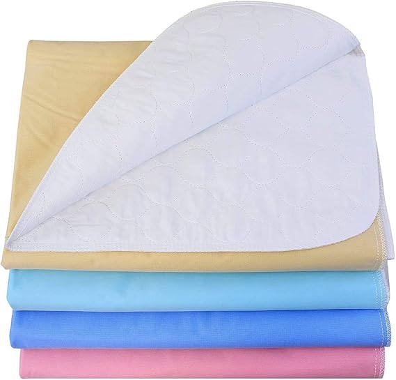 4 Pack - Heavy Weight Soaker 34x36 Waterproof Reusable Incontinence Underpads / Washable Incontinence Bed Pads - Pink and Blue - Great for Adults, Kids and Pets -- 9oz Soaker