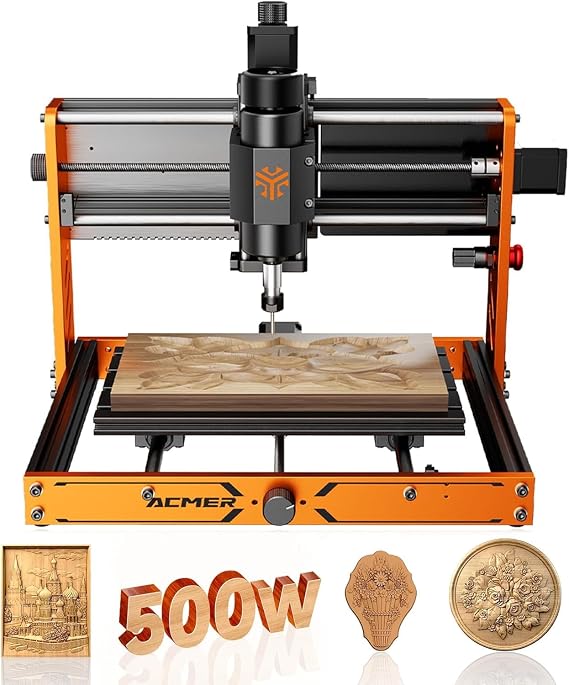 CNC Router Machine, ACMER Ascarva 3 S 500W CNC Milling Machine, Working Area 11.81 x 7.09 x 3.07 for Wood Plastic Metal Acrylic MDF Nylon Carving Cutting