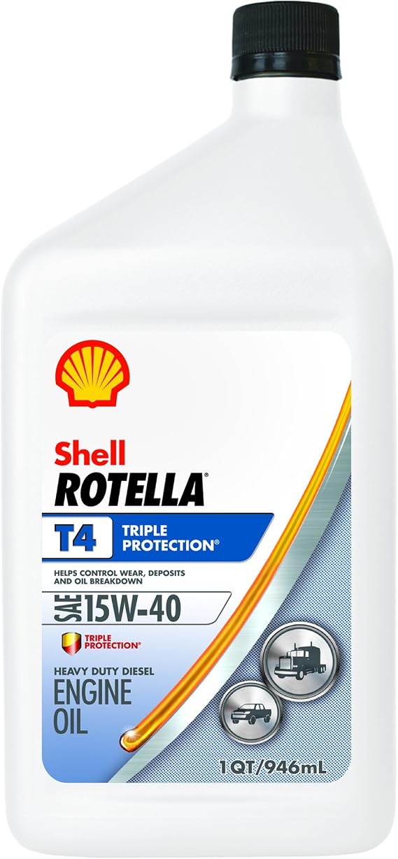 Shell Rotella T4 Triple Protection Conventional 15W-40 Diesel Engine Oil (1-Quart, Case of 6)
