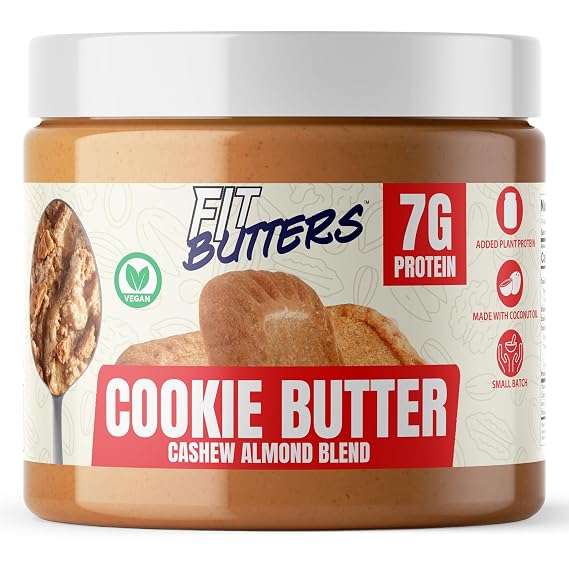 Fit Butters Cookie Butter Cashew Almond Butter Vegan Spread, Added Protein and Coconut Oil, Low Carb, Low Sugar, Complete Protein Dessert Flavored Nut Butter