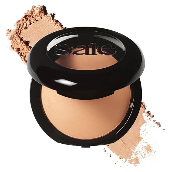 Saie Slip Tint Baked Setting Powder - Translucent Powder for Face Makeup with a Natural-Radiant Finish - Blurs, Brightens & Smooths Complexion - Translucent 3 - Medium to Tan (0.24 oz)