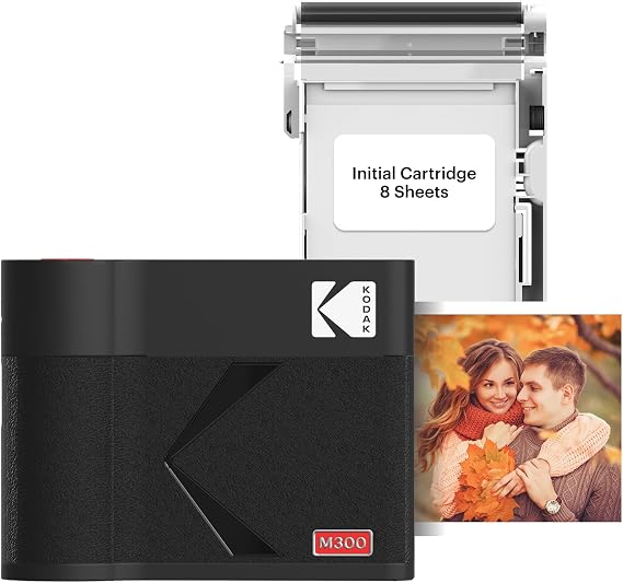 KODAK Mini 3 ERA 3x3 Portable Photo Printer, 4PASS, 8 Sheets, Black