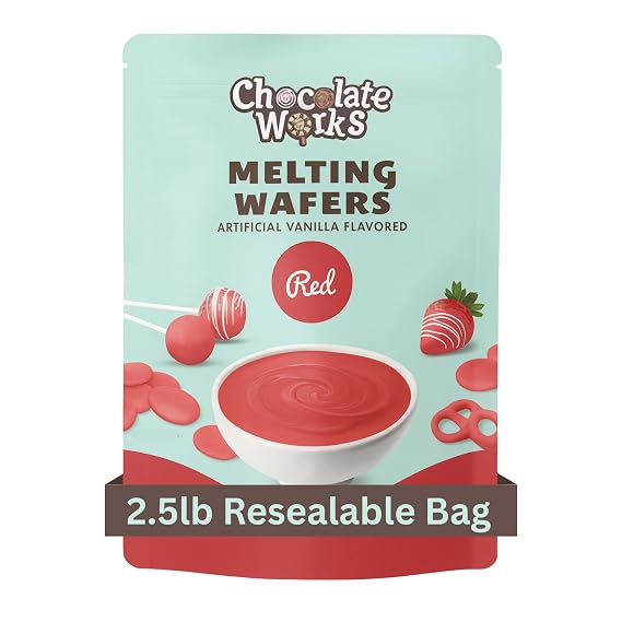 Chocolate Works Red Melting Chocolate Wafers, 2.5lb (Pack of 1)