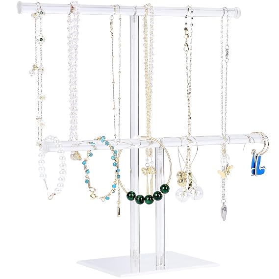 Acrylic Jewelry Stand, 2-Tier Necklace Holder, Jewelry Display Holder
