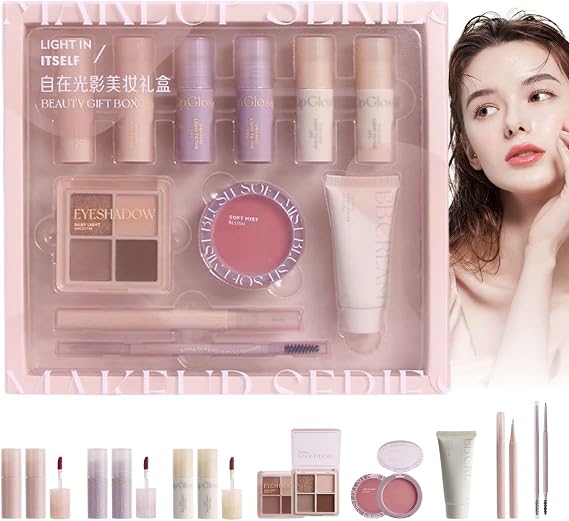Full Beauty Makeup Cosmetics Set 11 pcs, Lipstick, Makeup Palette, Women's Makeup Gift Set, Full Kit, Eyeshadow Palette, Makeup Essentials, Long-lasting Cosmetics, Beginner, Popular, Christmas Gift