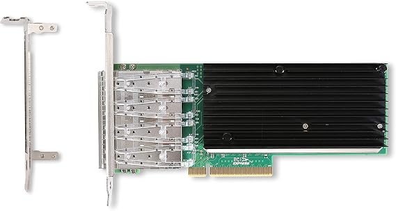 10G Ethernet Network Card, 10Gb Quad-Port SFP+, 10Gbe LAN PCI-E with Intel XL710-BM1, 4 * 10Gbps Ports Computer Adapter Support Windows Server/Linux/Vmware,Tall&Short Bracket for Gaming, Office