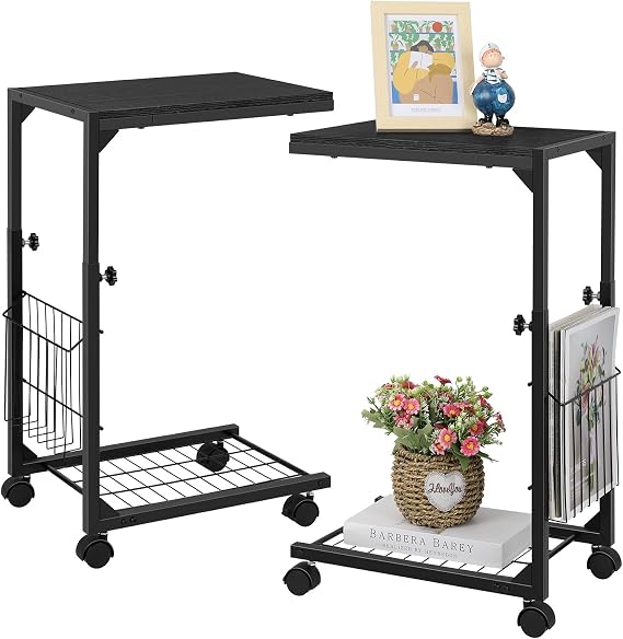 C Shaped End Table Set of 2, Black