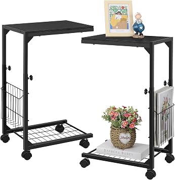 C Shaped End Table Set of 2, Black