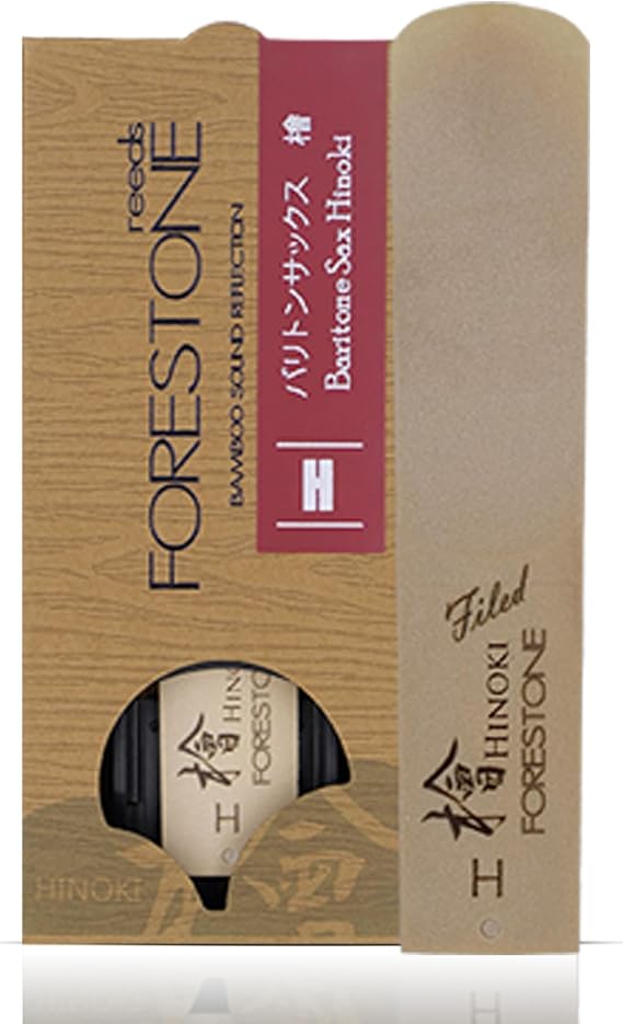 Forestone Hinoki Synthetic Baritone Saxophone Reed with Calcium-Enriched Bamboo Fiber Blend American Unfiled Cut for Natural Feel,Expressive Tone Lively Response Long Lasting Made in Japan Hard (H)