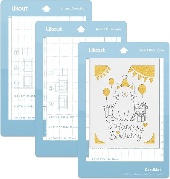 Likcut Insert Card Mat 4.5" x 6.25" for S501 Vinyl Cutter - 3 Pack Cutting Mats, Create Event Cards for Parties, Weddings, Holidays, Scrapbooks & Keepsakes