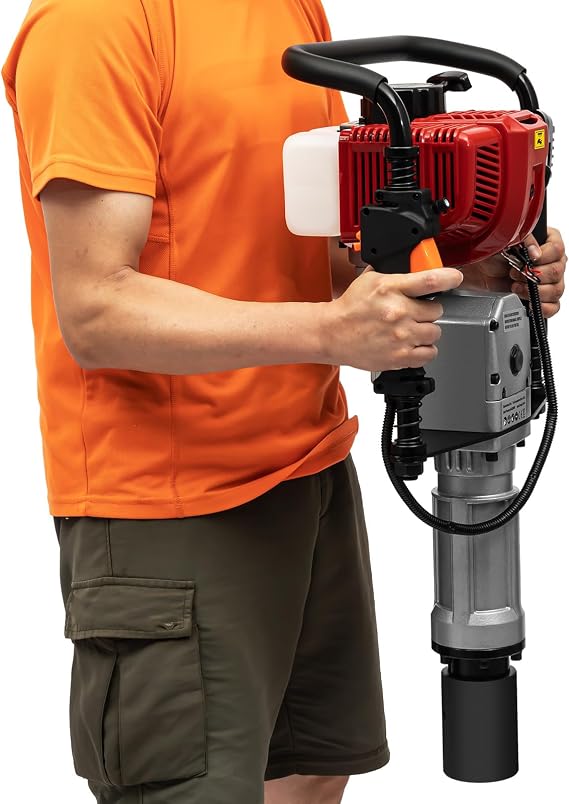 52CC 2.3HP Gas Powered T Post Driver Piledriver Kit Post Pile Driver Farm Fence Post Hammer Push Pile with 55mm 70mm Post Driving Head