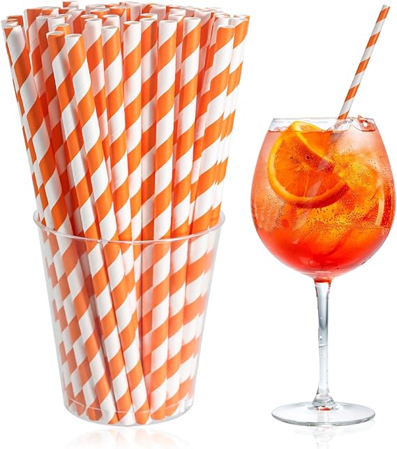 Spritz Straws Compatible with Aperol,Disposable and Cocktail Straws Compatible with Aperol,100pcs,Orange
