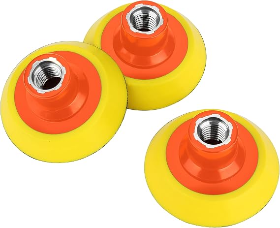 Ouya 3PCS 3 Inch Hook and Loop Backing Plate 5/8"-11 Thread Sanding Backing Pads for Rotary Polisher and Sander