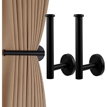 2 Pack Black Stainless Steel Curtain Holdbacks, Wall Mounted Screw Fix Curtain Tie Back Hooks, U Shape Drapery Holders for Living Room Bedroom Kitchen