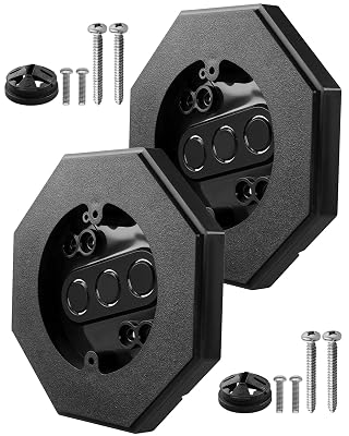 Siding Mounting Block Replace 8161, Vertical Siding Lamp Octagon Mounting Kit with Built-in Box for Outdoor Smooth Flat Surface, Black 2Pcs