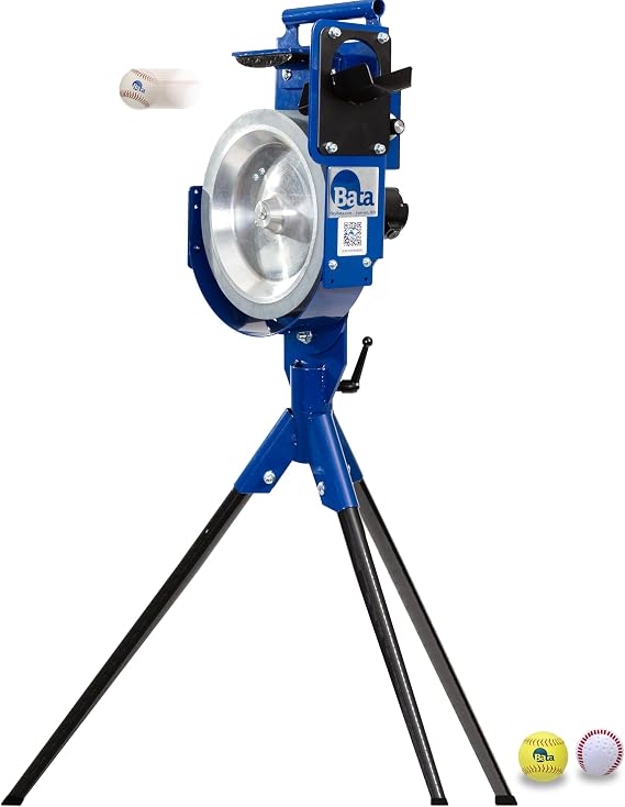 BATA Baseball and Softball Combo Wheel Pitching Machine, Youth and Adult Automatic Pitch Machine for Baseballs and Softballs, Practice Training Equipment