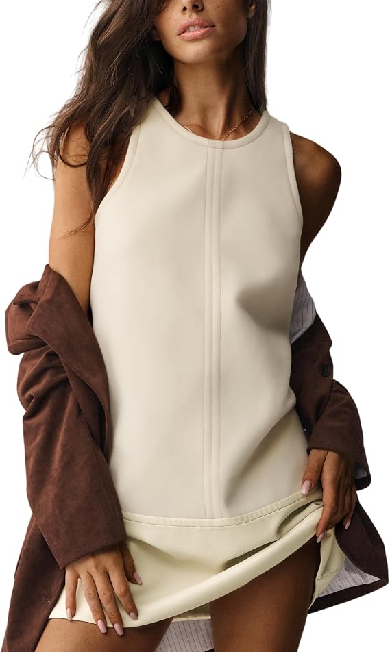 Majdan Womens Tank Dress Sleeveless Mini Dress Casual Shift Dress