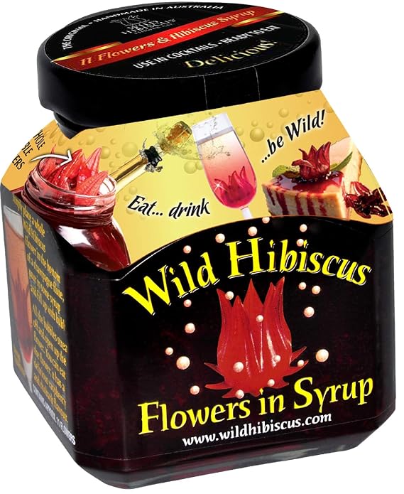 Wild Hibiscus Flowers in Syrup | 8.8 oz (250 g) Jar | Hand-Crafted Whole Hibiscus Flowers in Sweet Syrup | Perfect for Cocktails, Desserts & Gourmet Garnishes