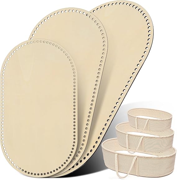 CroBlissful 3 PC Large Moses Basket Wood Bottom 3 Sizes(30x17inch+30x15inch+28x16inch) Oval Natural Wooden Base Shaper for DIY Crochet or Knitting Home Baby Doll Weaving Crafts Decoration(Base Only)