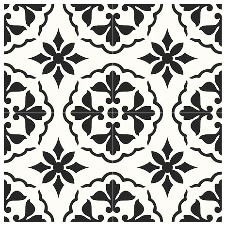 MORCART Peel and Stick Floor Tile, Self-Adhesive DIY Vinyl Flooring, Removable and Waterproof Tile Sticker for Bathroom, Kitchen, Wall, Fireplace (20PCS,7.87" x 7.87", Black Retro Design)