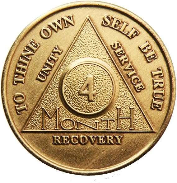 4 Month Bronze AA (Alcoholics Anonymous) - Sober / Sobriety / Birthday / Anniversary / Recovery / Medallion / Coin / Chip