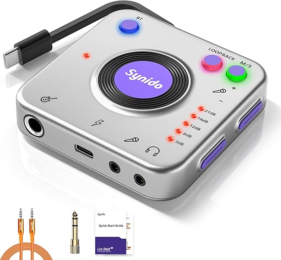 A20 Portable USB-C Audio Interface for Guitar & DJ Recording | 24bit/96kHz Sampling, Adaptive Gain Control, Wireless Backing Track, Designed for Creators, Works with iPhone/Android/Mac/PC