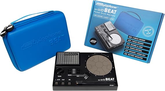 Stylophone Beat Including Carry Case - Compact Stylus Drum Machine | 4 Drum Kits & 4 Bass Sounds | Rhythm Machine Beat Maker | Drum Loop Machine...