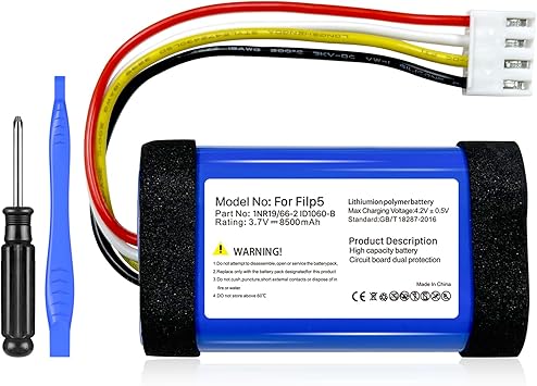 8500mAh Replacement Battery for JBL Flip 5, Part No: 1INR19/66-2 ID1060-B, 2025 Upgrade High Capacity 3.7V Battery for Flip 5 Bluetooth Speaker