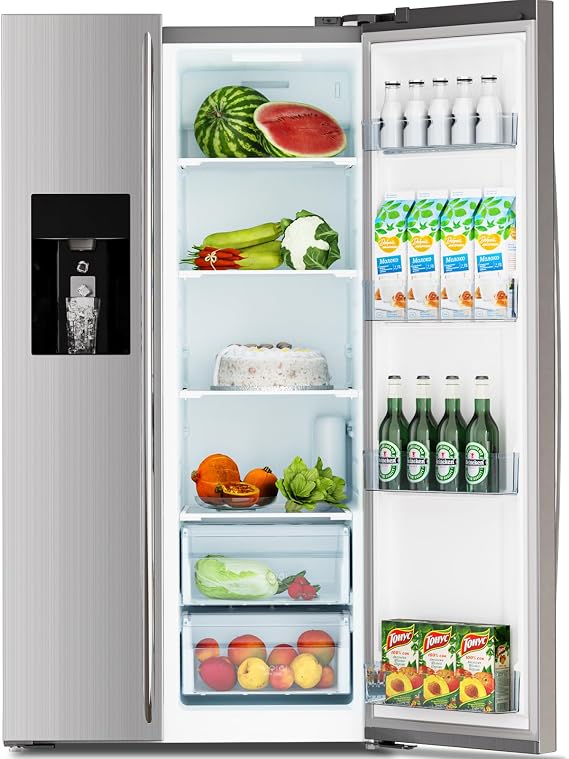 Antarctic Star 2 French Door Refrigerator Fridge, with Side Freezer &Water Dispensor,Nugget Ice Maker&Cube Ice,Adjustable Thermostat, 20 Cu Ft, Stainless Steel