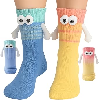 Funny Socks for Couples Friends, Magnetic Holding Hands Socks, Cute Valentines Day Birthday Gifts for Women Men