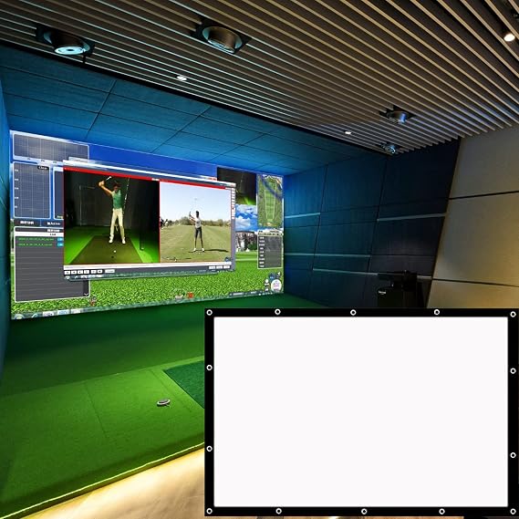 Indoor Golf Simulator Impact Screen;Golf Simulators Projection Screen for Golf Training; Indoor Golf Ball Impact Screen Display Projector (118" * 79", Black)