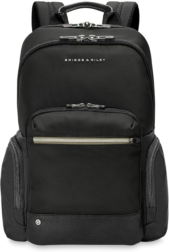 Briggs & Riley Medium Cargo Backpack - Carry On Travel Backpack for Women & Men, Personal Item Bag, Self-Repairing Zippers, Padded Straps, Fits up to 15.6" Laptop - HTA Collection, Black