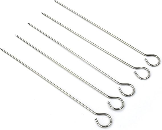 Chinshwehaw 12-Inch Long Stainless Steel BBQ Skewers - 12 Pack for Poultry, Goose, Shish Kebab & Kabob