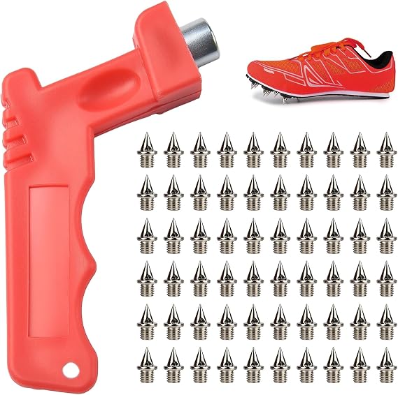60 Pcs 6mm Spikes for Running Shoes, Running Spikes Shoes with Spike Wrench, 1/4 Inch Track Spike Suitable for Sprinting, Jumping, Track and Field, Rock Climbing, Cross Country