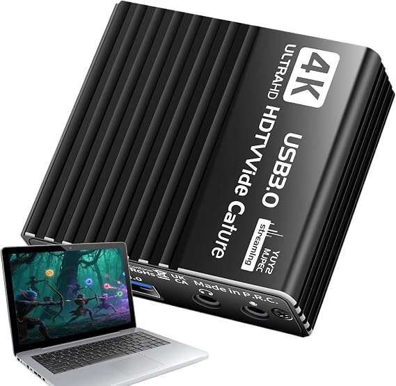 Game Capture Card Low Latency Recorder 4K Device 60FPS Adapter | 1080P Video Capture Device Console Monitor TV Live Broadcast Teaching Conference Recording