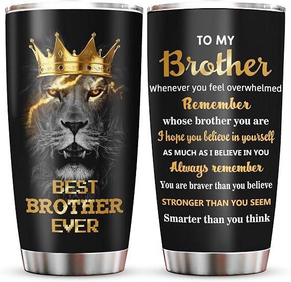 Best Gifts for Brother, Fathers Day/Christmas/Birthday Gift for Brothers Adult Tumblers 20oz, Big Brother Gifts from Sister Coffee Mug, Funny Gift for Older/Little Brothers Cup