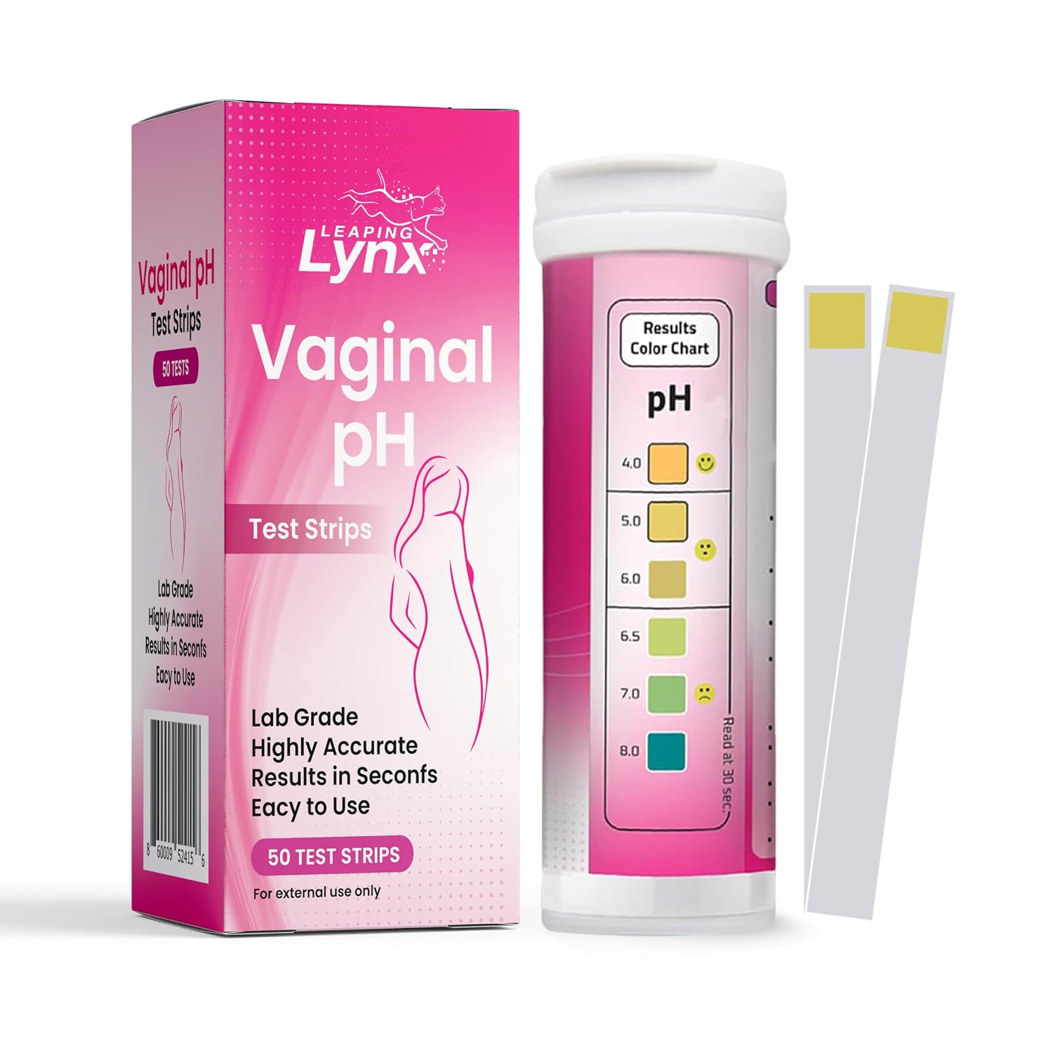 Vaginal pH Test Strips for Women - 50 Count | BV, Yeast, UTI Risk Screening | pH Range 4.0-8.0 | Easy Home Feminine Care Balance Check | Jumping Links