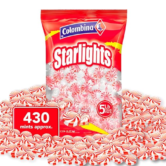 Colombina Starlight Swirled Mints, Individually Wrapped Refreshing Mints, Ideal Peppermint Candies for Sharing, Candy Dishes and Holidays (5 Lbs)