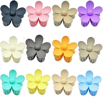 24PCS Cute Flower Claw Clips 1.57in Small Plastic Flower Hair Claws Clips Nonslip Strong Hold Clamps, GirlsWomen 8 Colors