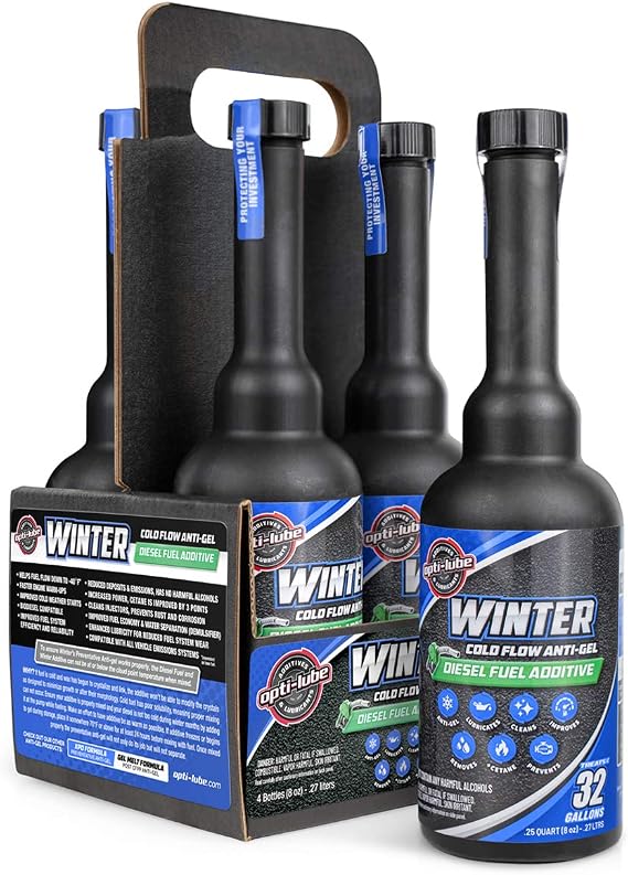 Opti-Lube Winter Anti-Gel Diesel Fuel Additive, Long-Neck 8 oz, 4-Pack